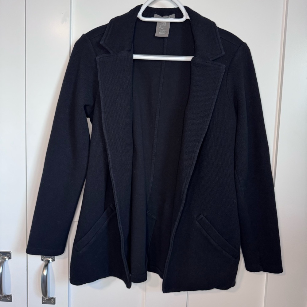 Matty M Women's Black‎ Knit Boyfriend Blazer Jacket Long Sleeve Size Small